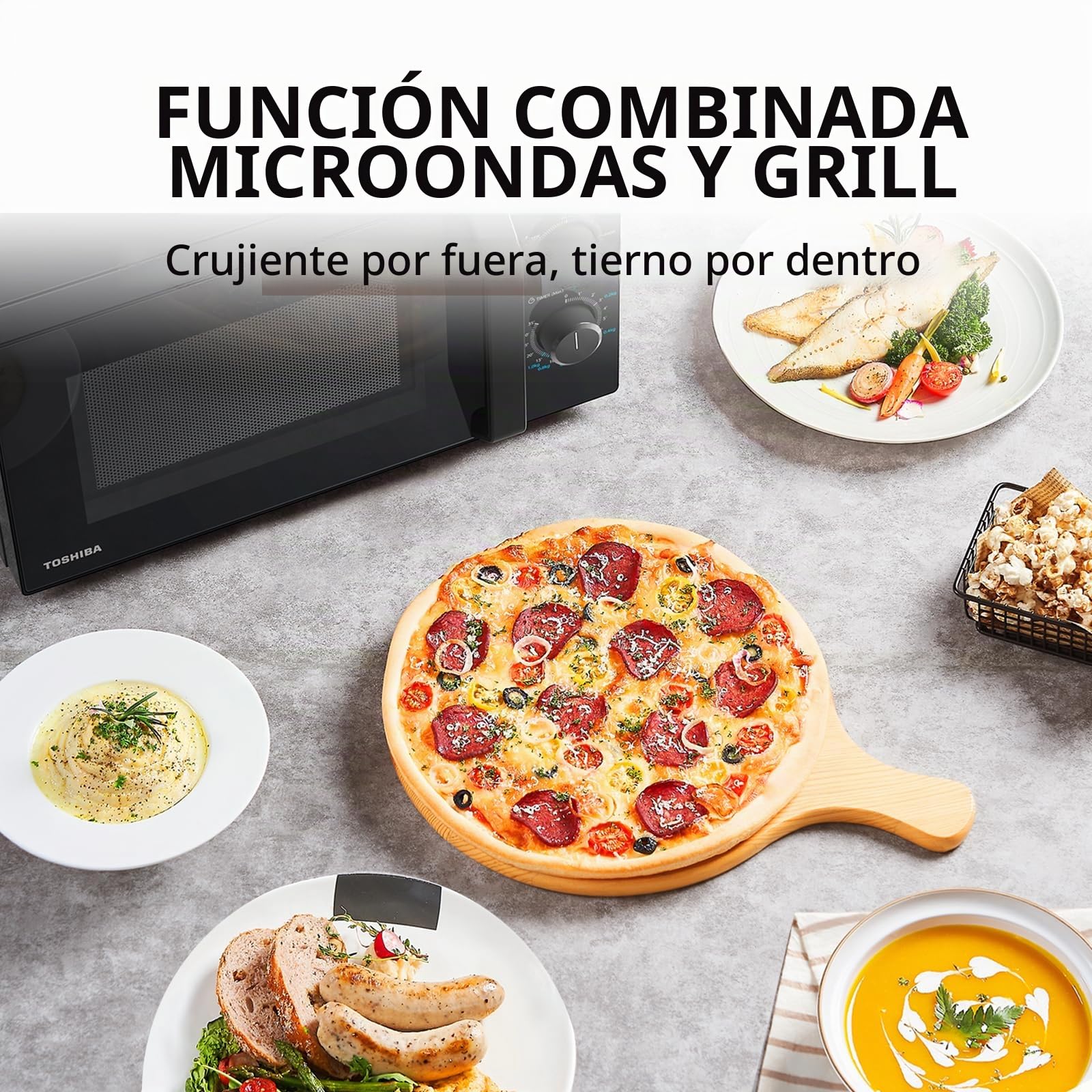 Micro-ondes grill pose libre - TOSHIBA - MW2-MG20P(BK) - Noir - 20L - 800W - Grill 1000W