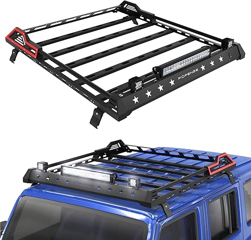 Portaequipajes de techo rígido con luces LED para Jeep Wrangler JK JL 4 puertas 2007-2023