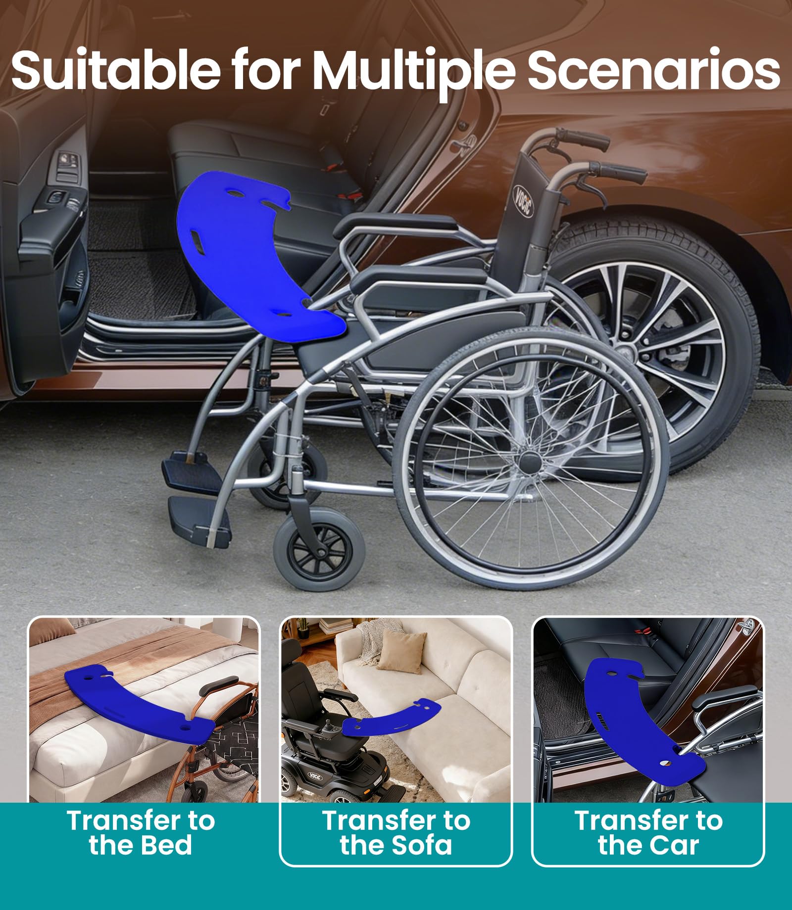 VOCIC AY07 Planche antidérapante pour fauteuil roulant Bleu