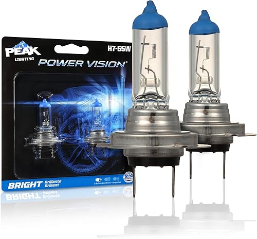 PEAK Power Vision Automotive - Faros delanteros H7 de alto rendimiento de 55 W (paquete de 2) PEAK Power Vision Automotive - Faros delanteros H7 de alto rendimiento de 55 W (paquete de 2)