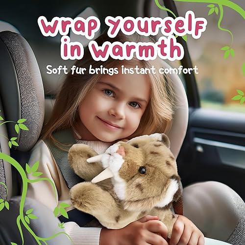 Miniatura 5 de Forest & Twelfth Animal de peluche acostado, realista de 9.5 pulgadas, suave juguete de peluche de tigre de diente de sable para abrazar, hora de