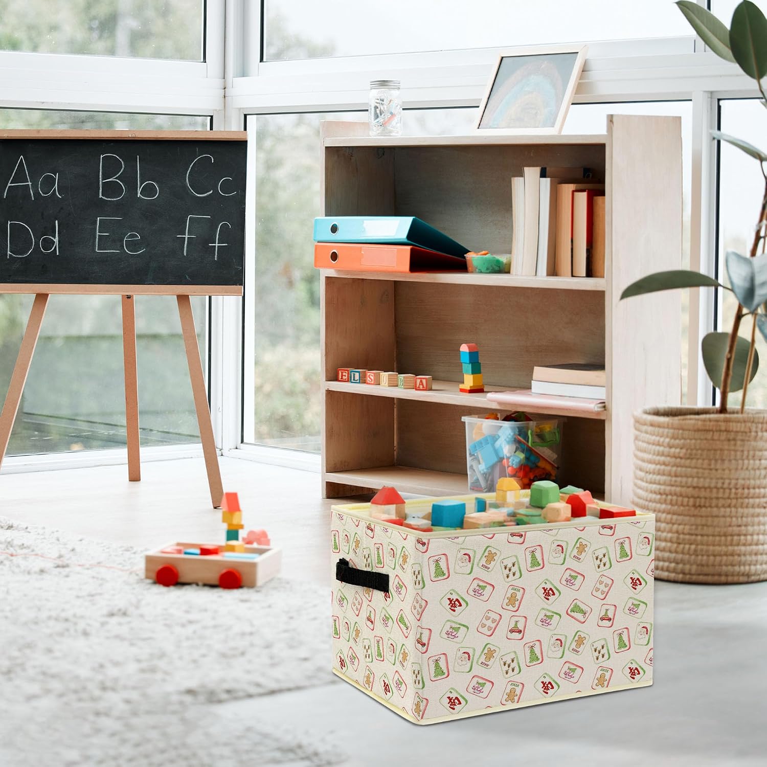 Christmas Mahjong Chinoiserie Foldable Storage Bins Box with Handles image 4