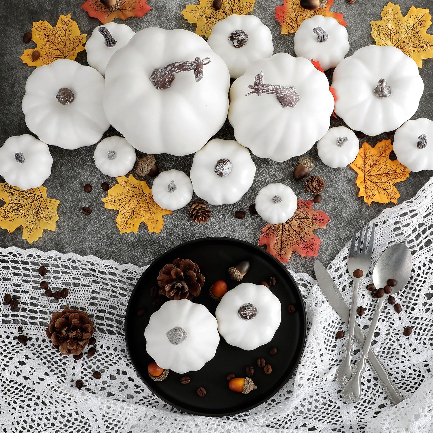 Lot De 60 Décorations Automne Et Halloween - Citrouilles, Feuilles D'érable, Baies En Mousse, Pour Table Et Intérieur