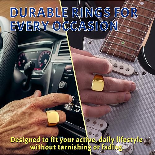 Miniatura 4 de Anillo de motero enhong, sello, anillo de acero pulido sólido, para hombre, ideal como regalo, tamaño de 17-38cm, color oro, negro o plata