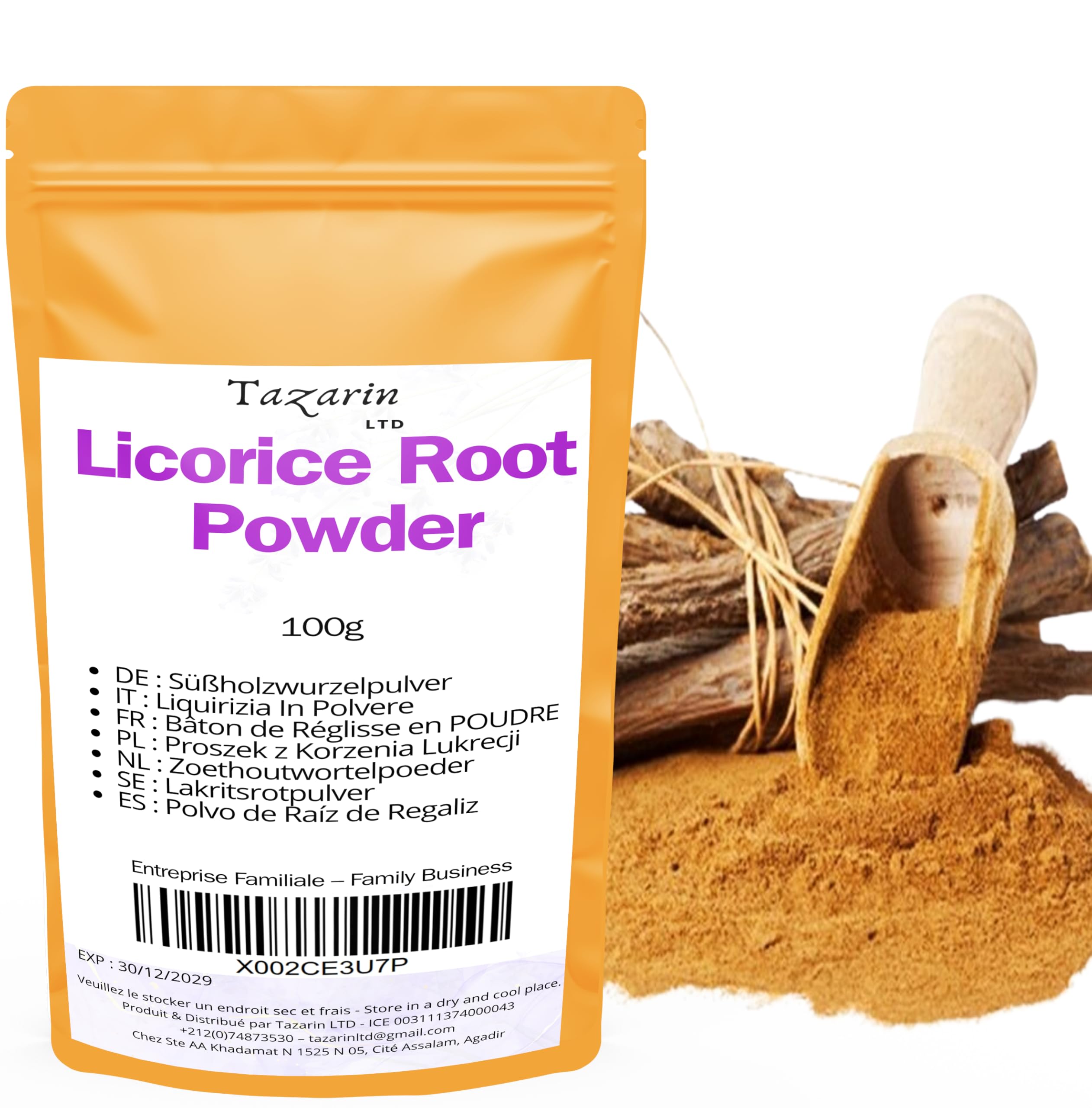 100g Bâton de Réglisse POUDRE | Réglisse | Bâton De Reglisse en poudre | Bonbon Reglisse | Bonbons Reglisse |- Arôme & Goût Intense - 100% Naturel, Pur et Sans Additifs | TazarinLtd