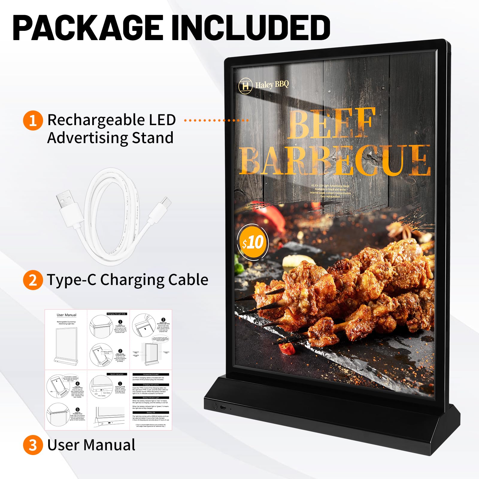Amazon.com: Custom Led Sign Holder, Rechargeable Menu Display