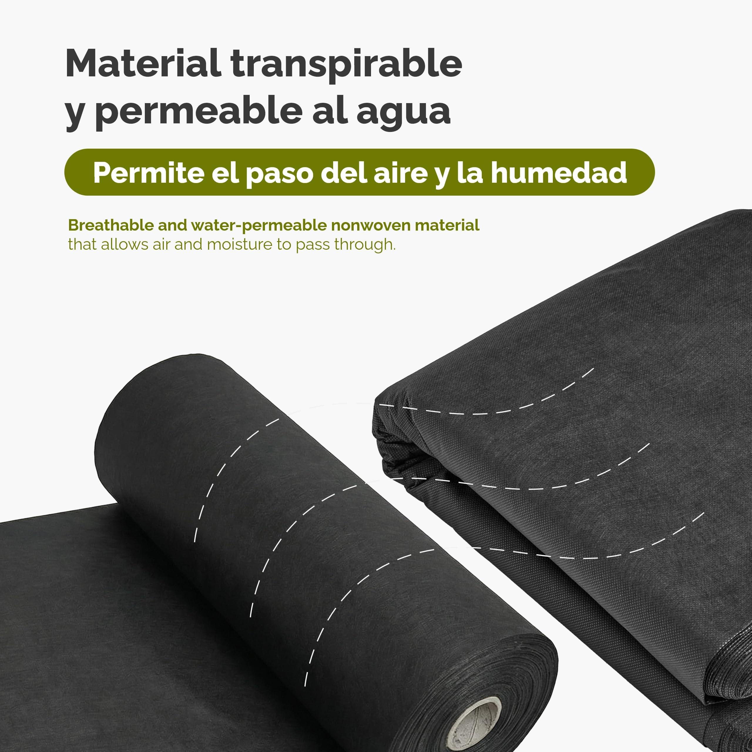 Garronda Malla Antihierbas Geotextil 150 g/m² 1,6x20 m 32 m² GD-0177 | Lona antihierba grande, tela geotextil extra fuerte resistente al desgarro y UV para huerto y jardín bajo grava o corteza