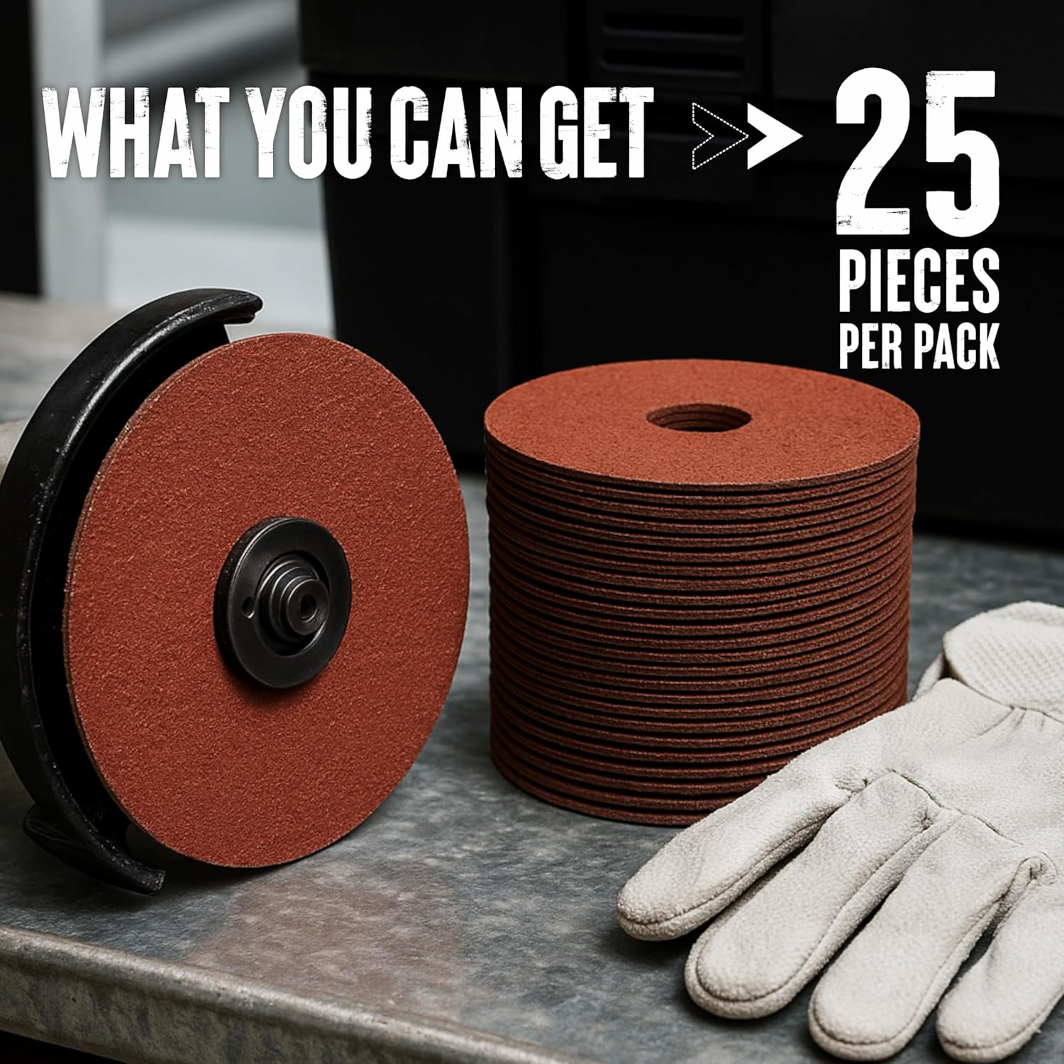 Aluminum Oxide Resin Fiber Sanding and Grinding Discs, 5” x 7/8”, 24 Grit - 25 Pack