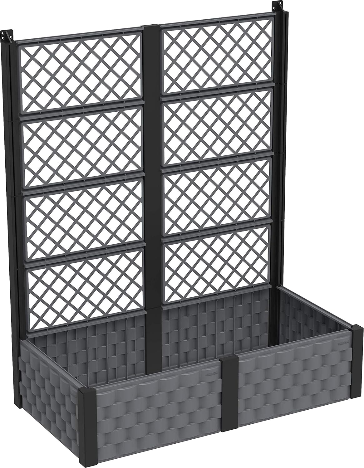 Duramax 06291048175179, Weatherproof & Extendable Rectangular Raised Garden Bed, Ideal for Indoor & Outdoor Planting, Trellis, Grow Herbs, Flowers and Vegetable Planter, 12L Capacity, Grey & Black