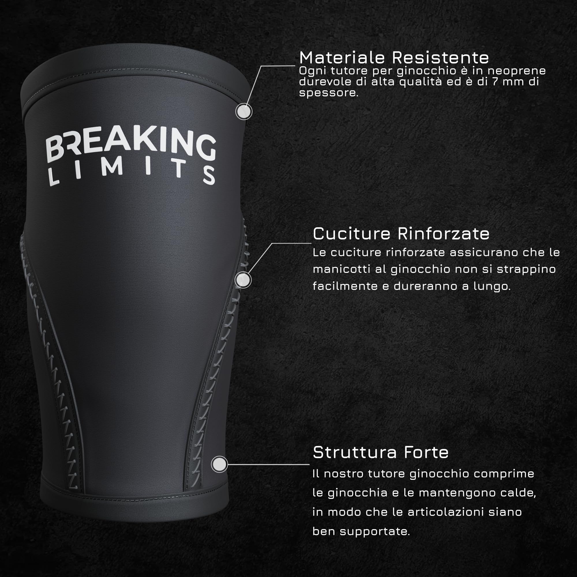 Ginocchiera Powerlifting Neoprene 7 mm M - Ginocchiere Palestra a Compressione per Allenamento Pesi Crossfit Squat