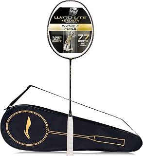 Li-Ning Wind Lite Stealth Carbon Fibre Strung Badminton Racket with Free Full Cover (Powered By Windstorm) Price In India