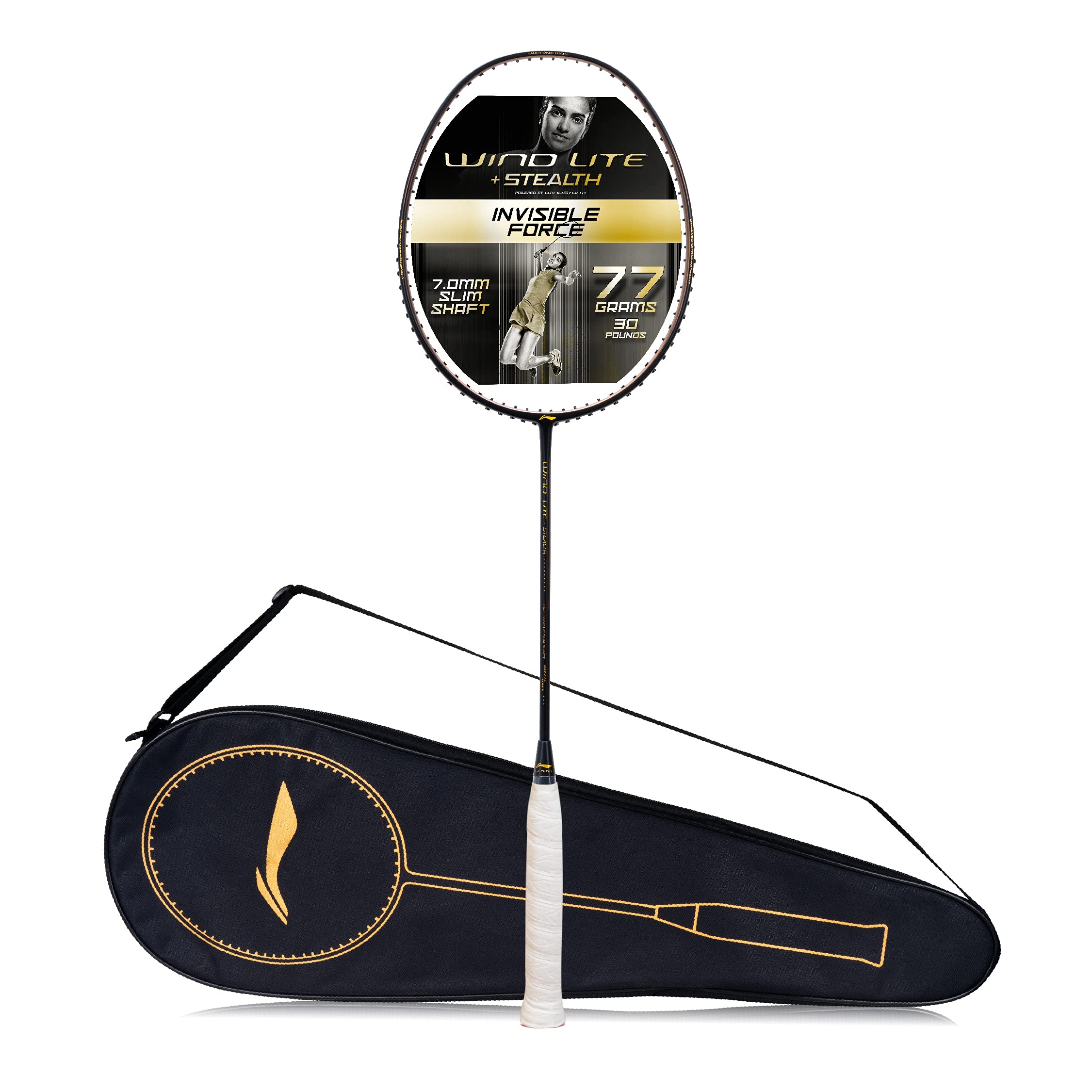 Li-Ning Wind Lite Stealth Carbon Fibre Strung Badminton Racket with Free Full Cover (Powered By Windstorm)-image-35