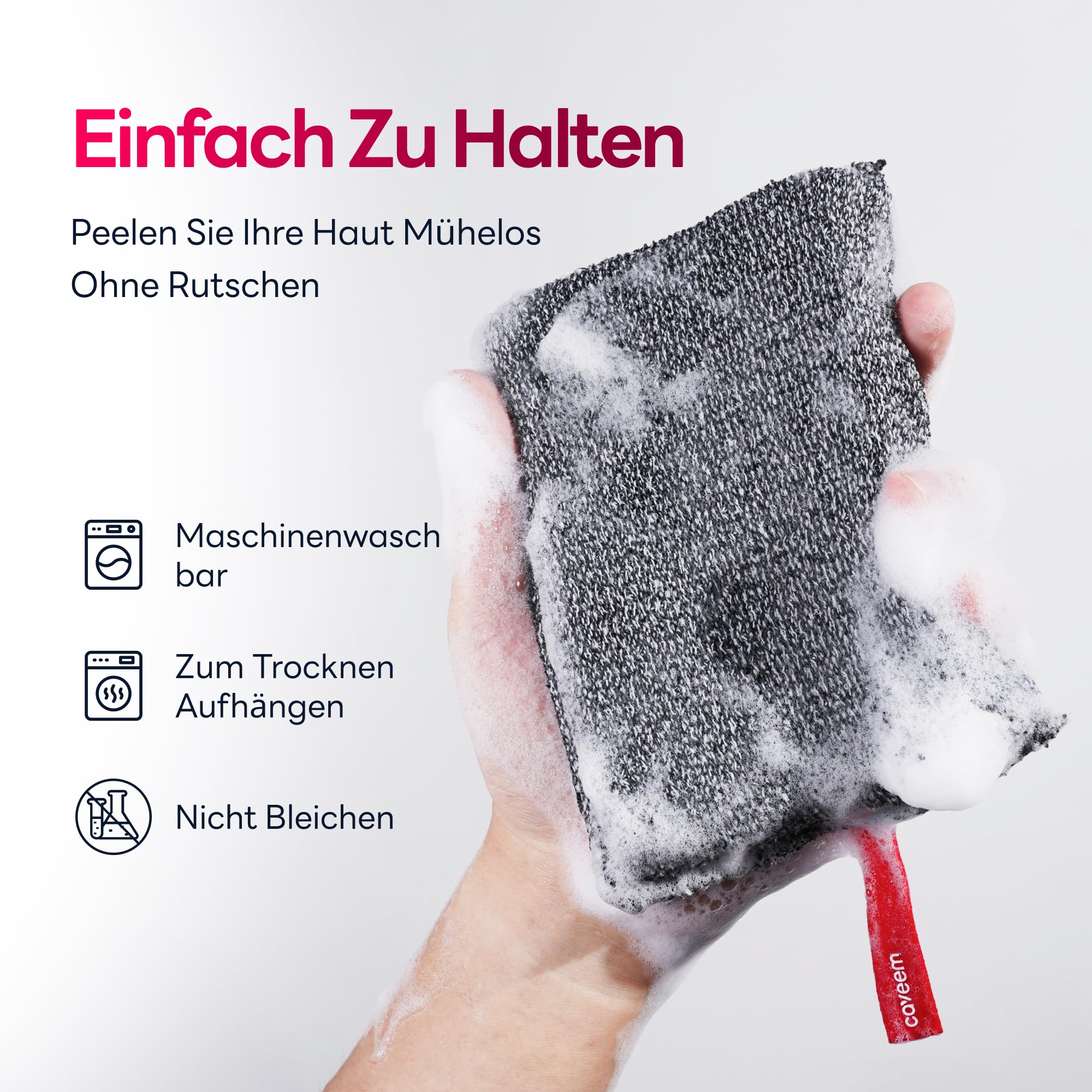CAVEEM Peeling-Körperschwamm, Rauer Körper-Exfoliator zum Entfernen Abgestorbener Haut, Quadratischer Duschschwamm für Herren, Starker Bade- & Körperpuffer (2er-Pack)