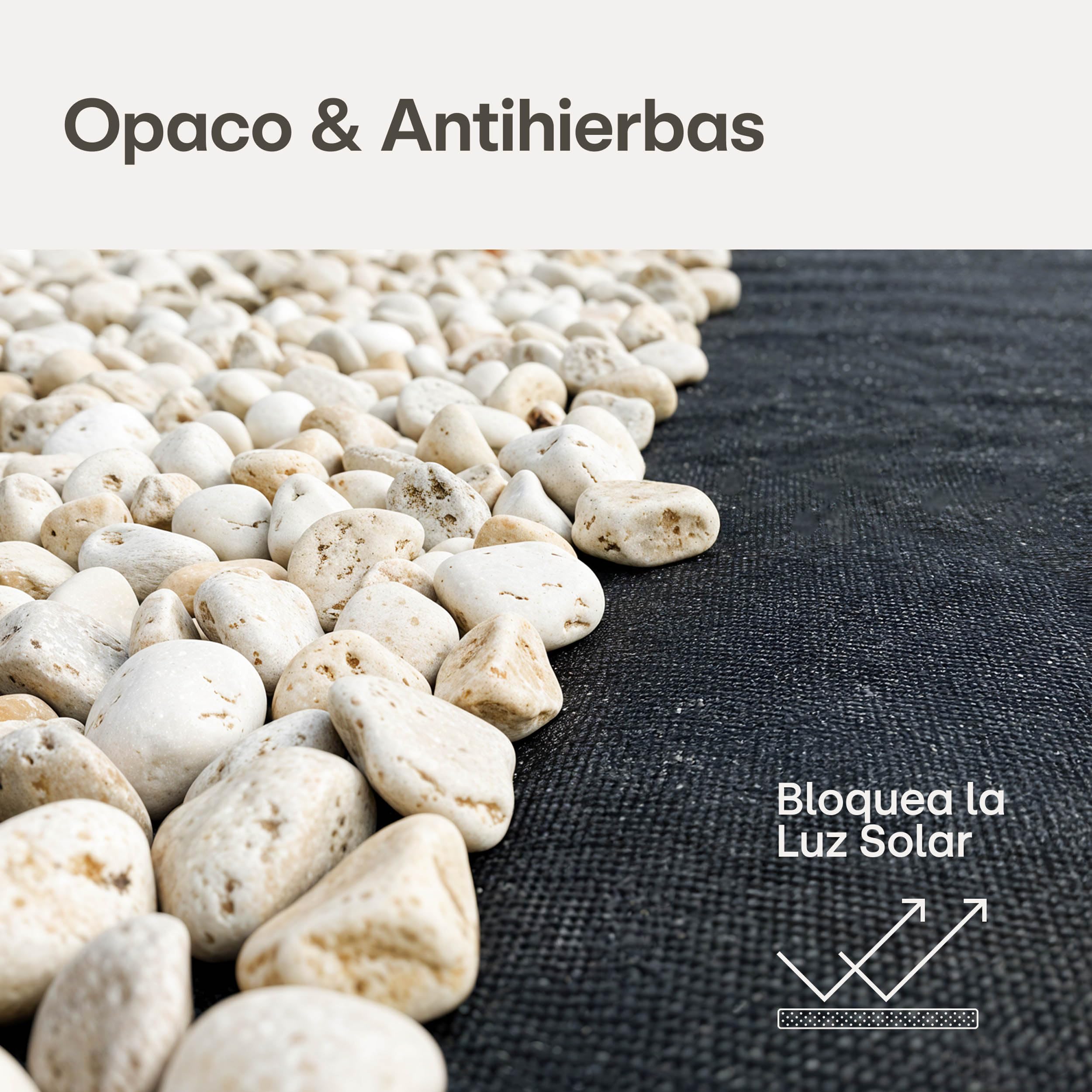 Praknu Malla Antihierbas Geotextil 150g/m² con 12 Anclajes – Extra Resistente & Antidesgarros – 25m² Malla para Mulching & Control de Maleza – Ideal para Caminos, Grava & Jardines de Piedra