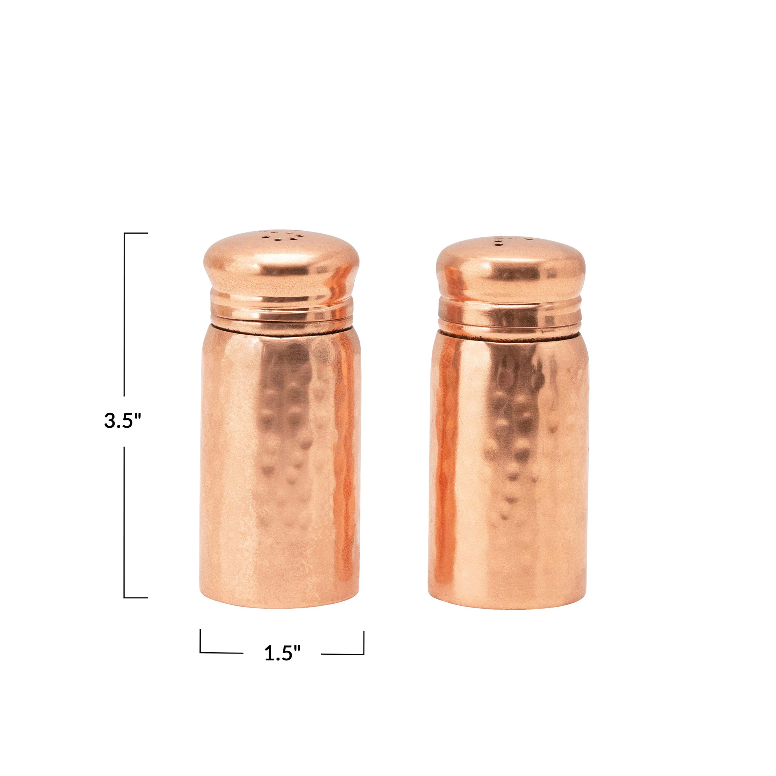 Creative Co-op DF4390 Salière et poivrière en acier inoxydable martelé Finition cuivre