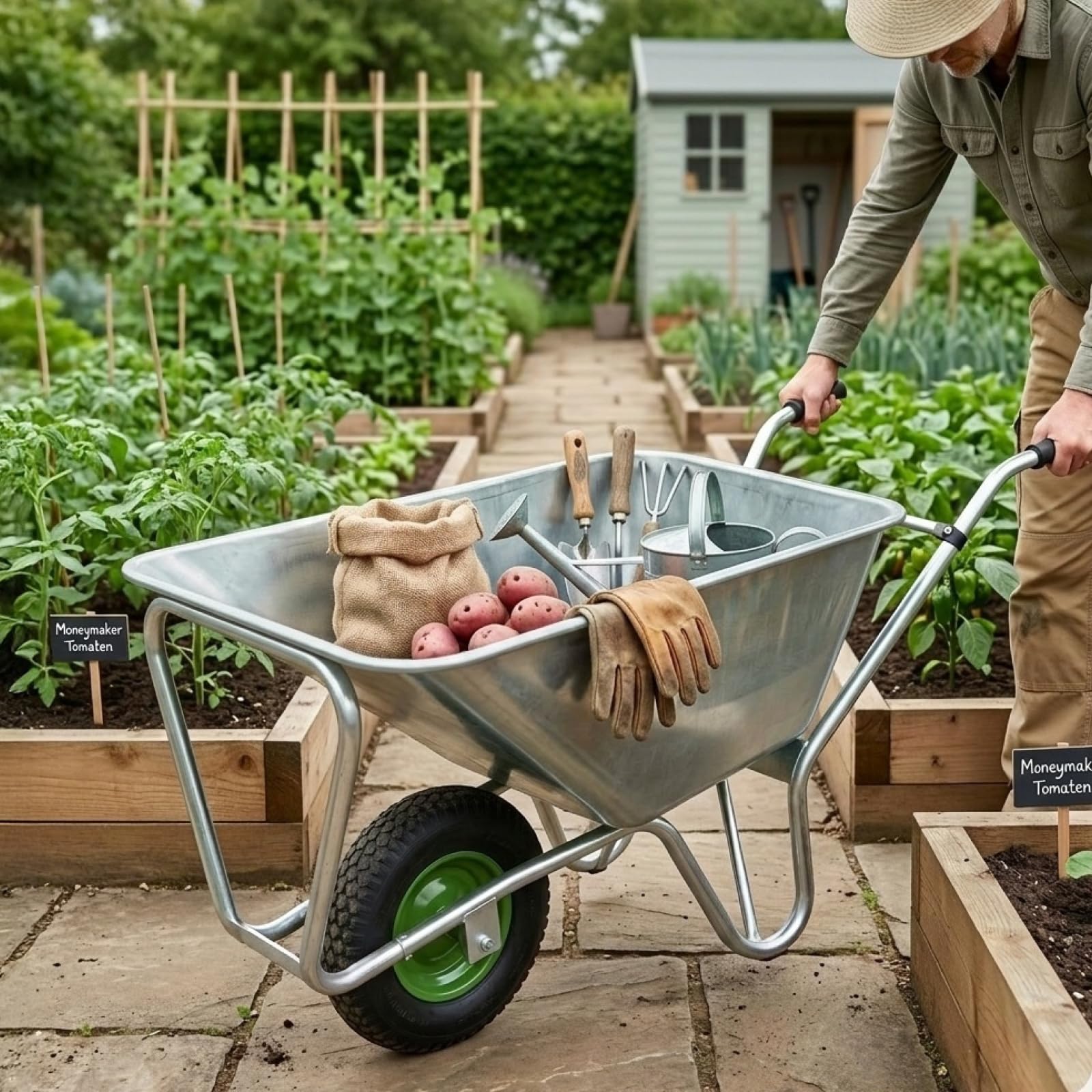 TRUTZHOLM Profi Schubkarre 100L 250 kg Traglast Vollgummirad 4.00-8 mit Stahlfelge Kugellager Schiebetruhe für Garten und Baustelle robust langlebig extra stabiles Chassis