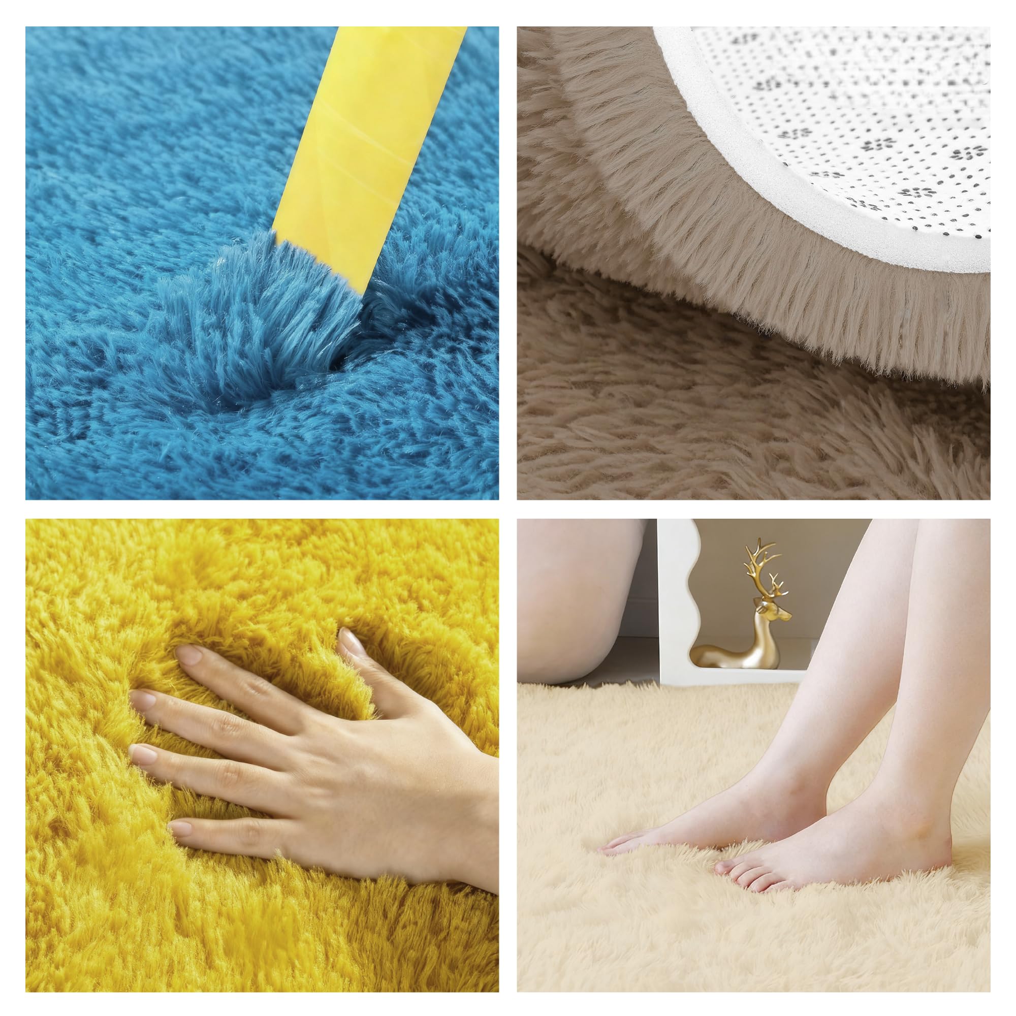 Flauschig Hochflor Teppich 120 x 260 cm Flauschiger Kuscheliger Weicher Carpet Moderner Flauschiger Kuscheliger für Wohnzimmer Deko, Schlafzimmer, Kinderzimmer, Weiß