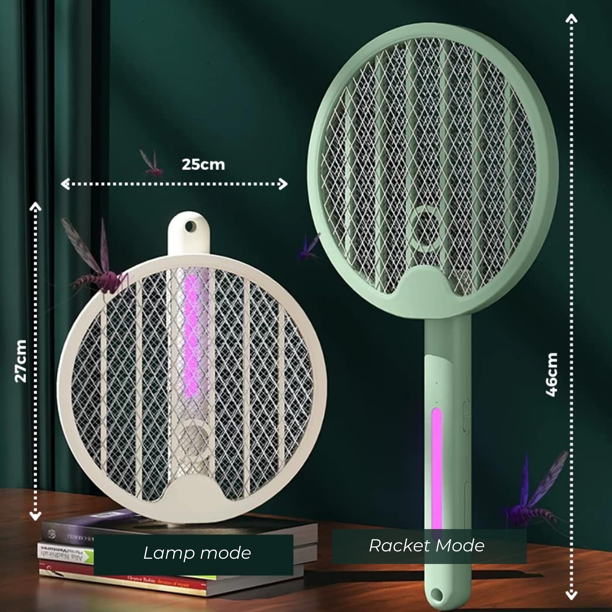 Raquette Anti-Moustiques Électrique Rechargeable - 3 En 1 Avec Lampe UV, Pour Intérieur/Extérieur