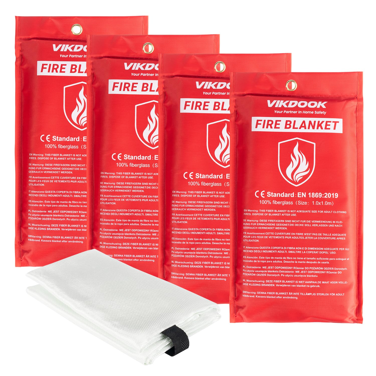VIKDOOK Fire Blanket for Camping Grill Kitchen Emergency Fire Blanket for Home Lightweight Portable Package