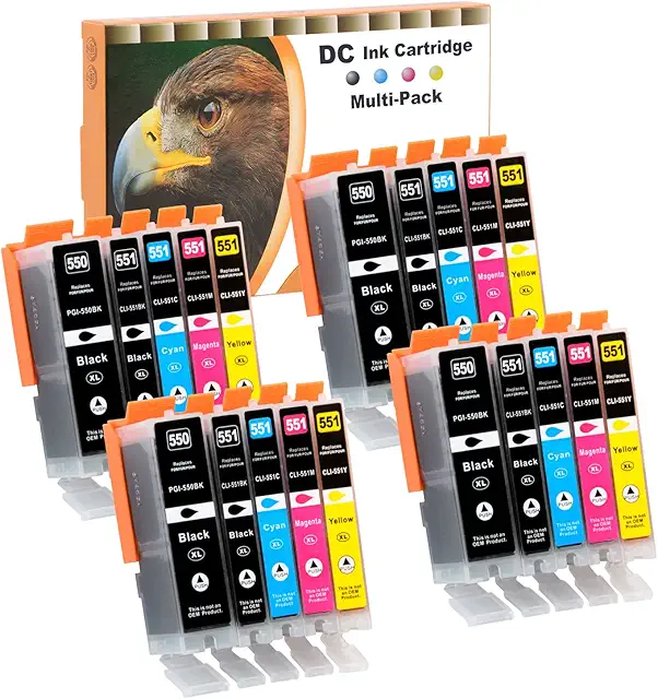 Canon MG7150 Compatible Ink Cartridges - D&C 20 Pack for PGI-550/CLI-551 Printers