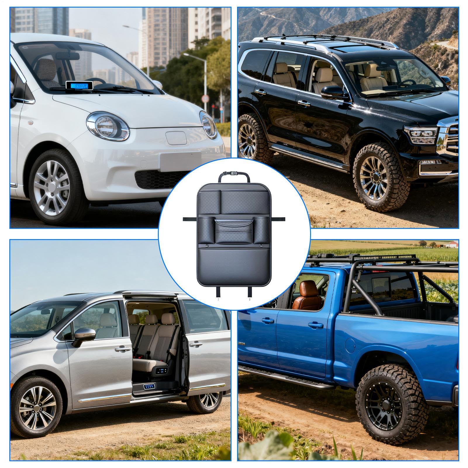 Organizzatore Auto Sedile Posteriore Grande Capacità Da Viaggio | Organizzatore Posteriore Con Paracalci Per Rimorchio Camper Camion Berlina Pick-up Tablet Giochi Snack