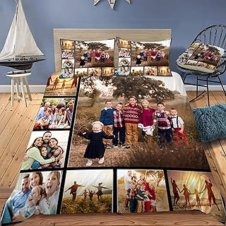 Custom Bedding Set with Photo & Text Personalized Kids Duvet Cover Sets with 2 Pillowcases Gift for Family Girls Boys(No Comforter)