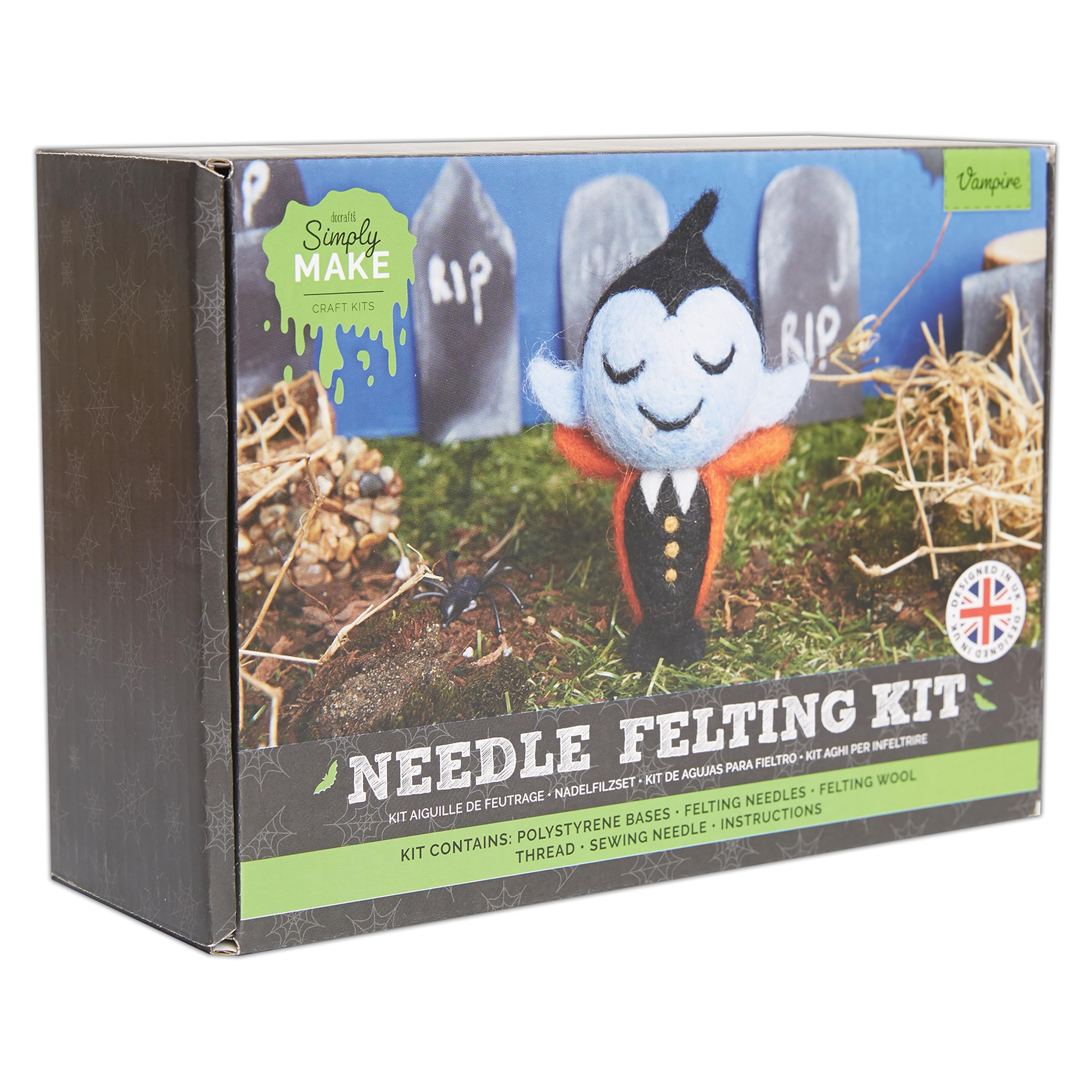 Simply Make Needle Felting Kit Halloween Vampire, Spooky, Including Wool, Needles, Tools, Beginners Craft Kits - Image 4