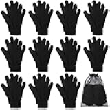 Cooraby 12 Pairs Winter Magic Gloves Stretchy Warm Knit Gloves with Mesh Storage Bag for Men or Women