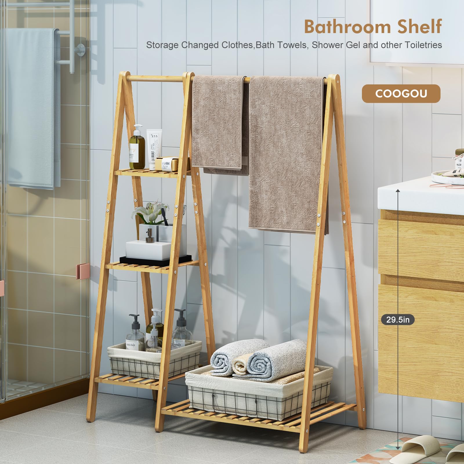 Small Clothes Racks Kids Clothes Hanging Rack Bamboo Wood Clothing