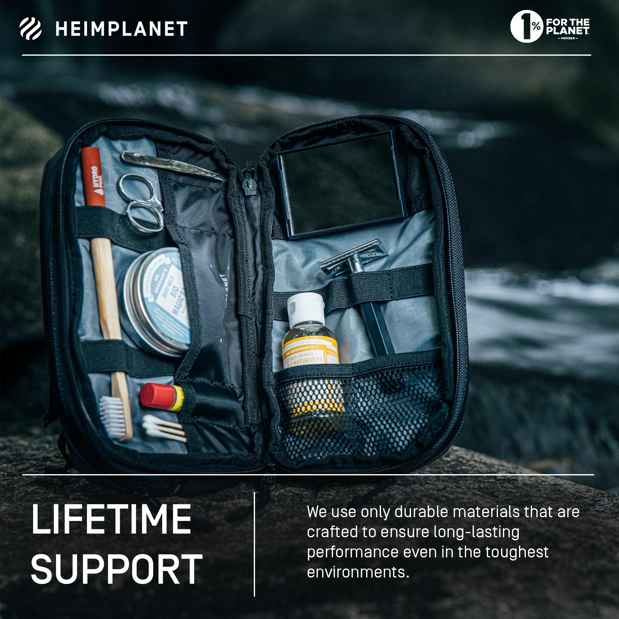 HEIMPLANET Original | HPT Carry Essentials DOPP Kit | kosmetyczka podróżna do zawieszenia | bez PCW | wspiera 1% planety. (Better Half)