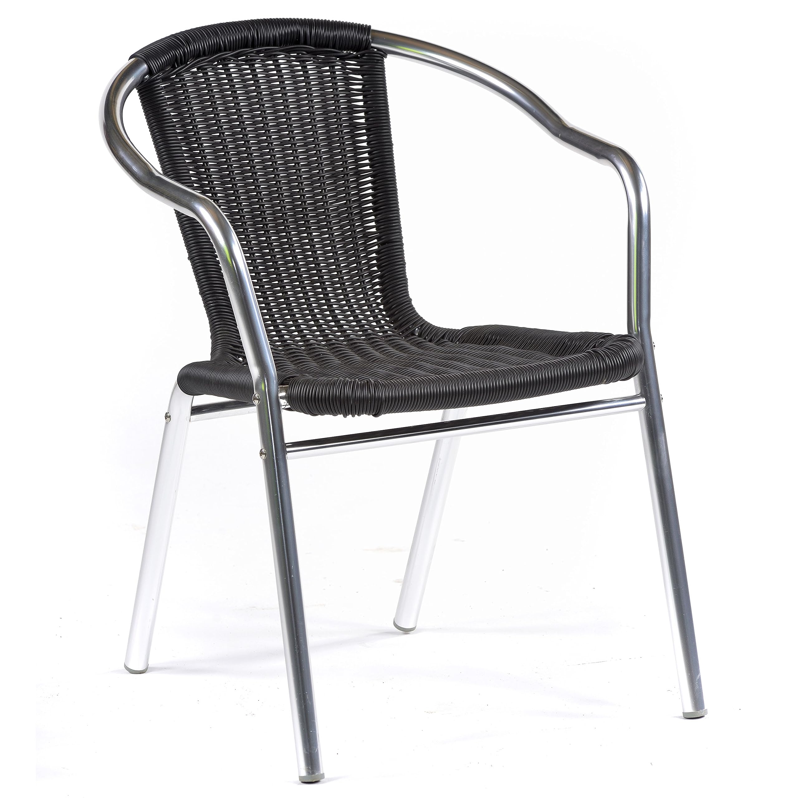 Aluminium Black Wicker Effect Stacking Outdoor Garden Chair