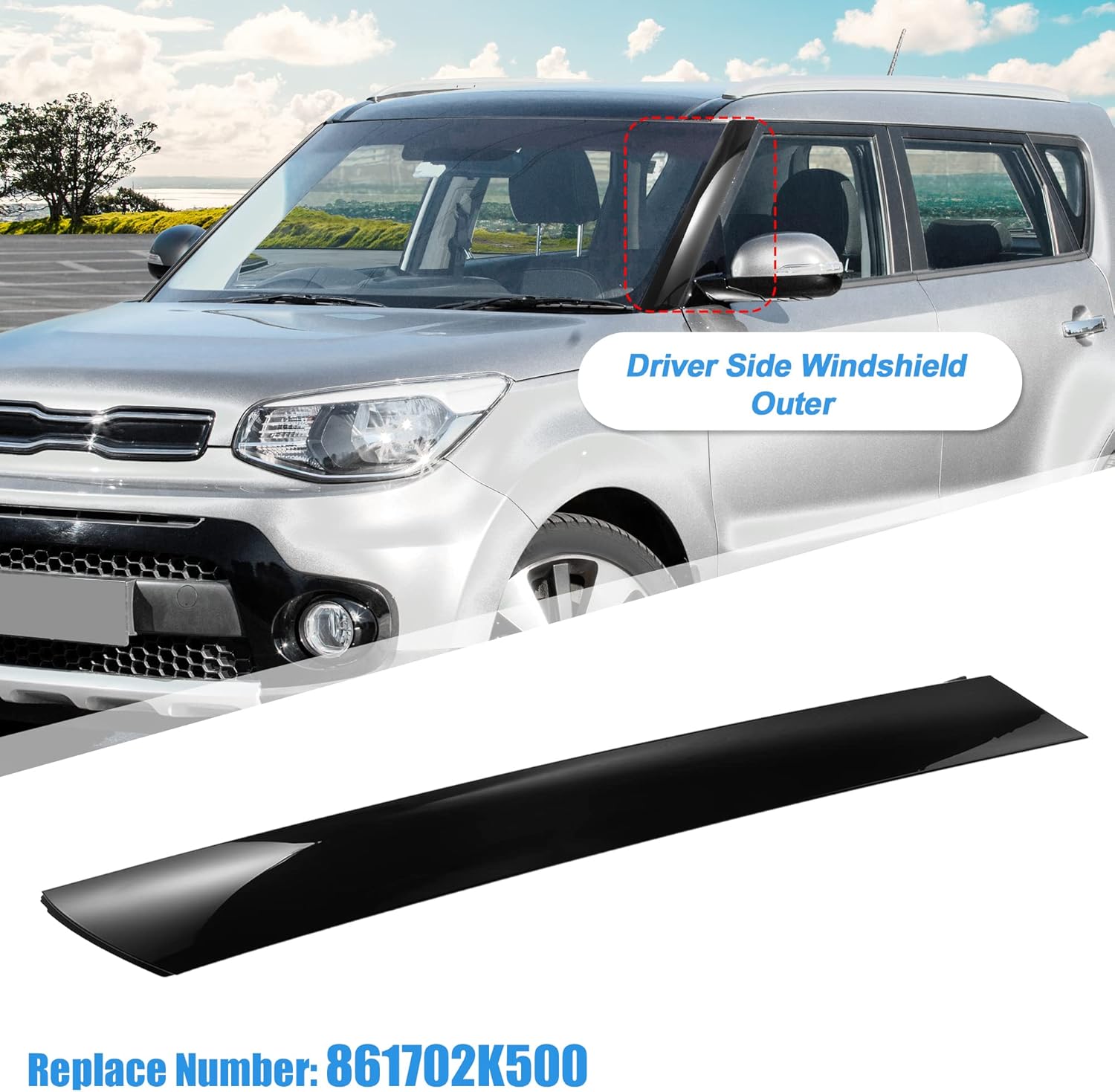 X AUTOHAUX Windshield A-Pillar Trim Panel for Kia Soul 2010-2013 Driver Exterior Side Replaces 861702K500 Front Left