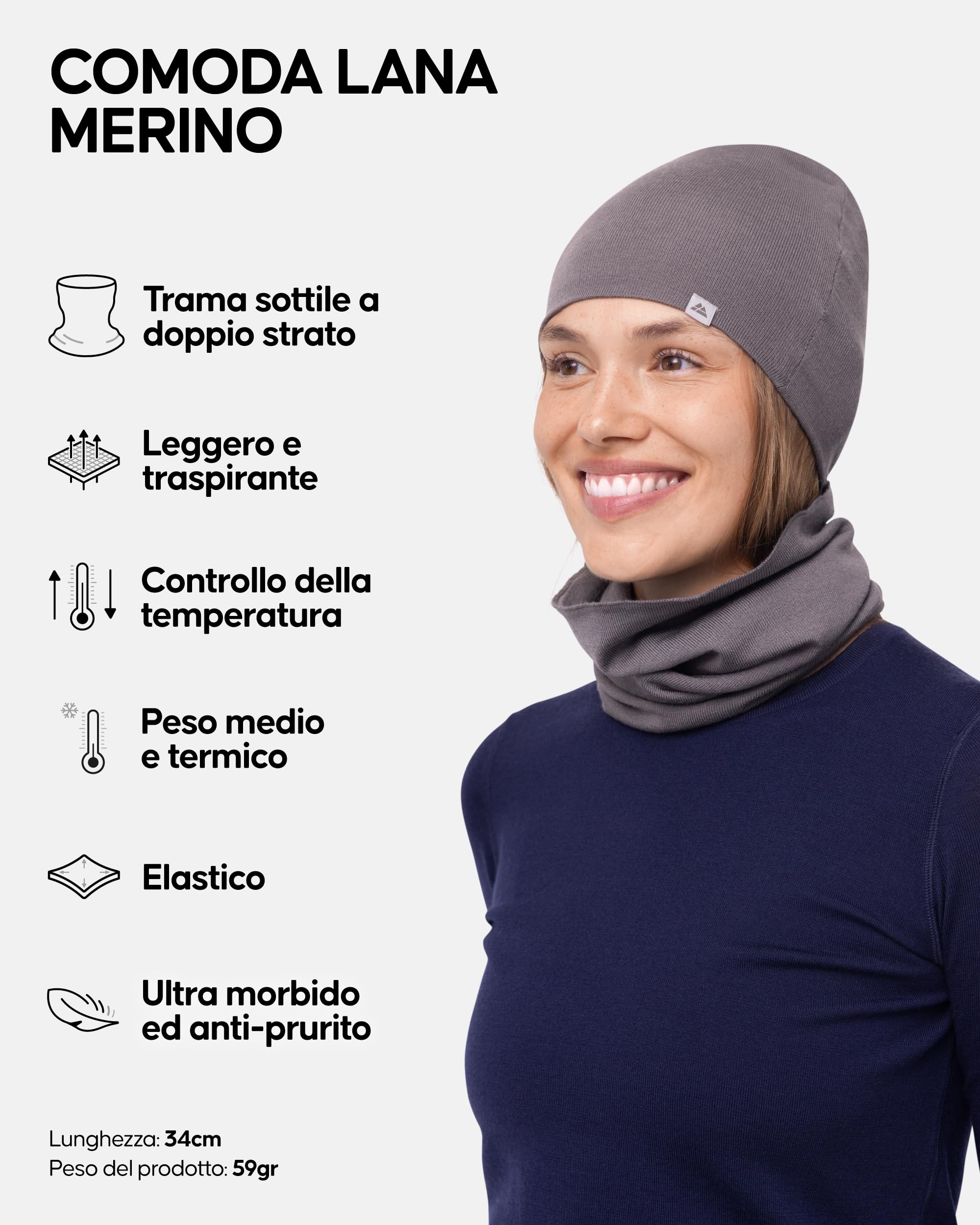 DANISH ENDURANCE Scaldacollo in Lana Merino per Uomo e Donna, Copricollo, Sciarpa, Coprifaccia Sportivo