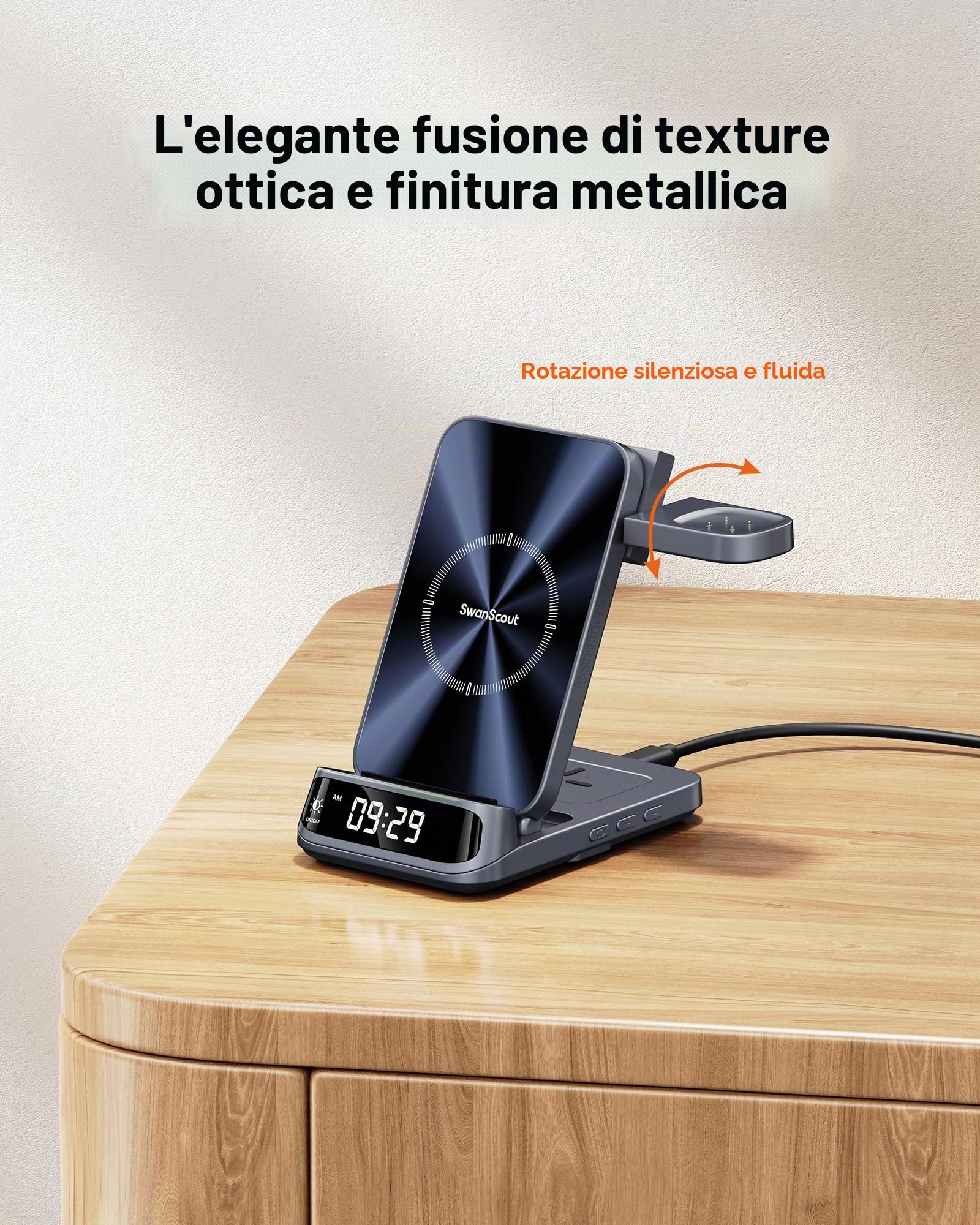 3-in-1 Caricatore Wireless per Fitbit Versa 4/3/Sense 2/1/Pixel Watch 3/2 (Non per Pixel Watch 4/1), Stazione Ricarica per iPhone 17/16/15, per Samsung S25/S24, per Google Pixel, Nessun Adattatore