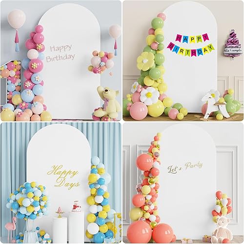 Miniatura 10 de Asee'm Cubierta de arco de boda de 6.6 pies, cubierta blanca ajustada de elastano, cubierta de 2 lados con parte superior redonda para decoración de