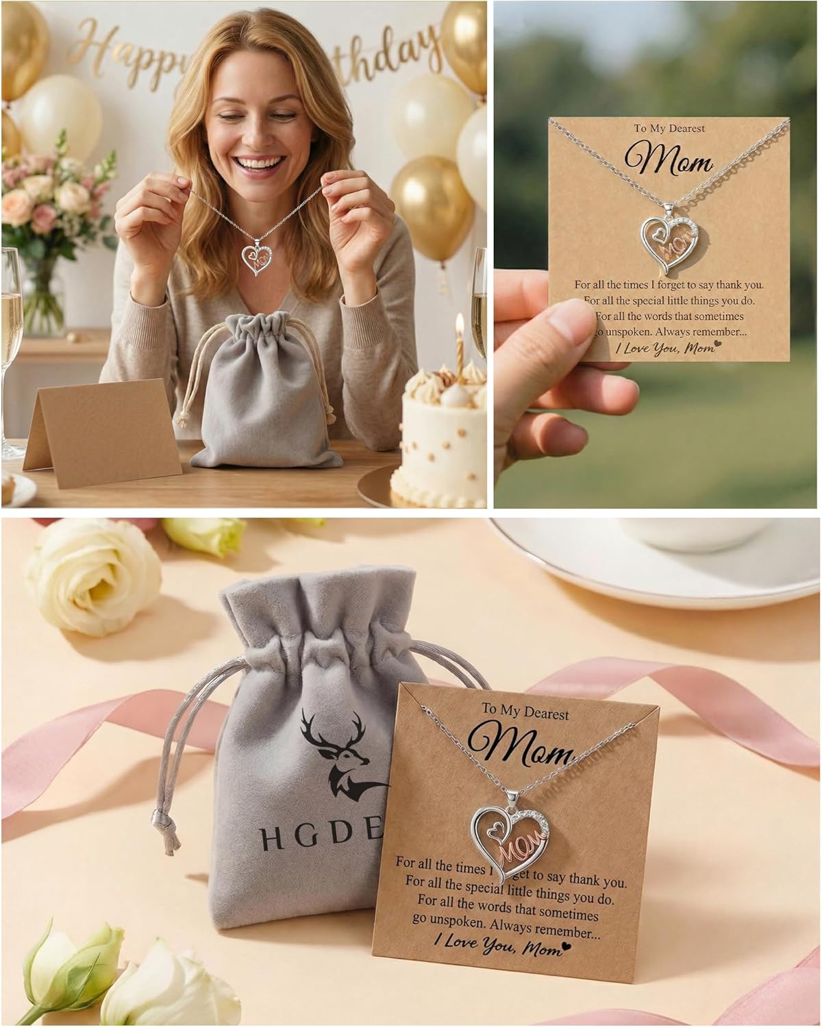 HGDEER Heart Necklace for Mom from Daughter with Sentimental Quote Card, Great Mothers Day Christams Bithday Gifts for Mom - Image 7