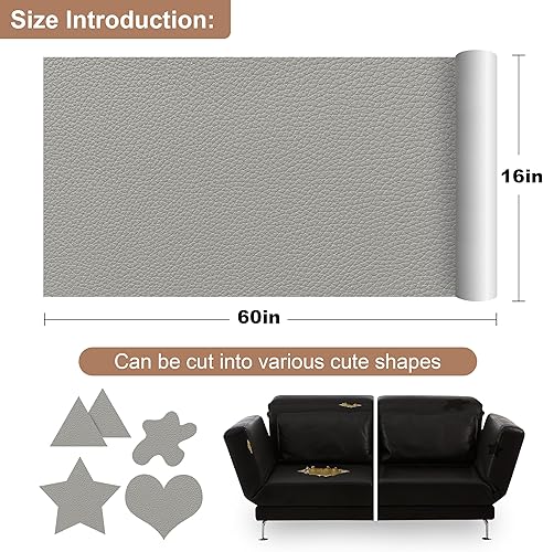 Miniatura 8 de Parche para reparación de cuero, parche autoadhesivo para sillones, parche de cuero contra rasguños, disponible en diferentes colores, de 8 x 11