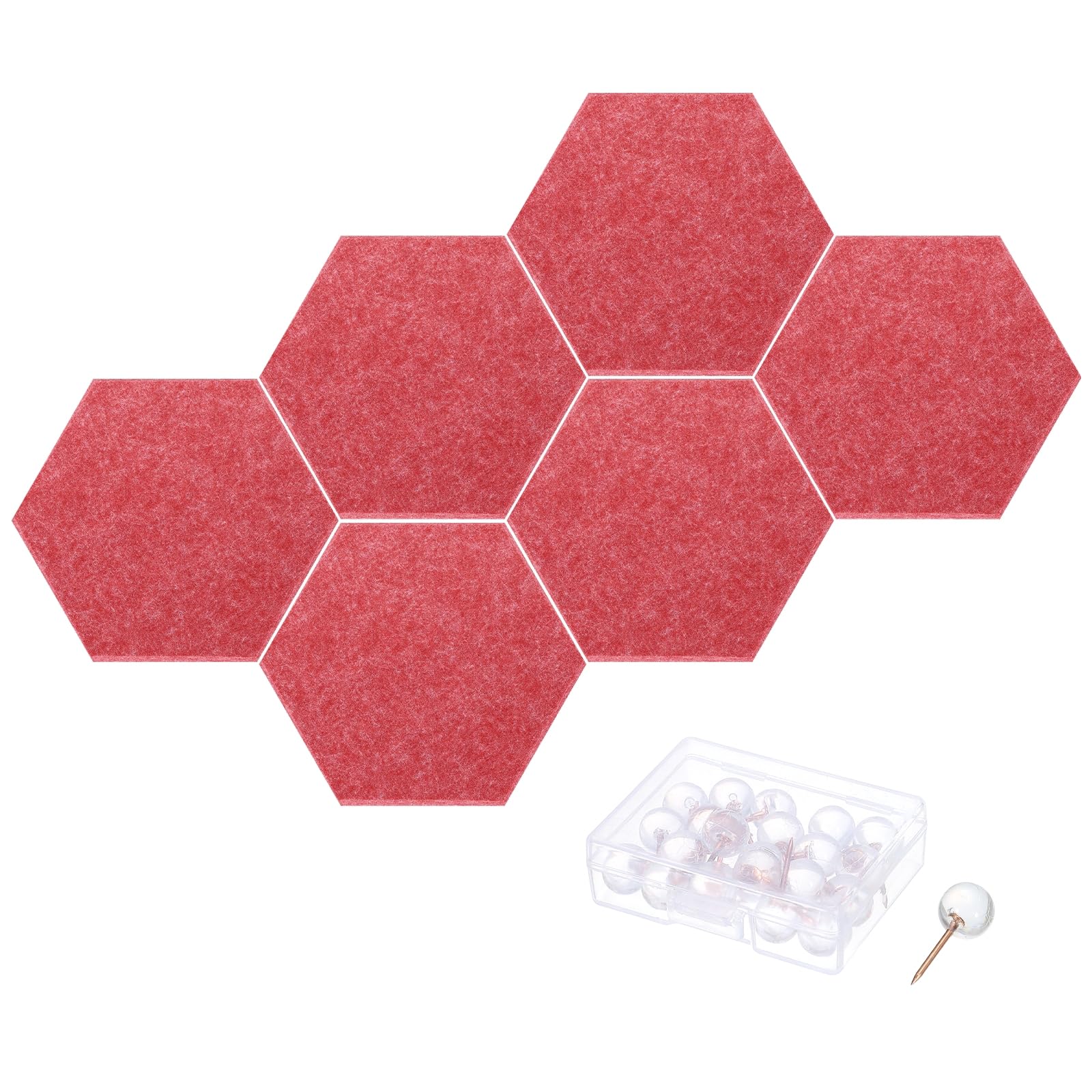 PATIKIL Felt Bulletin Board, 12"x10", 6 Packs Self Adhesive Hexagon Felt Tiles for Sound Proofing Wall Panels for Home Office Recording Studio,Game
