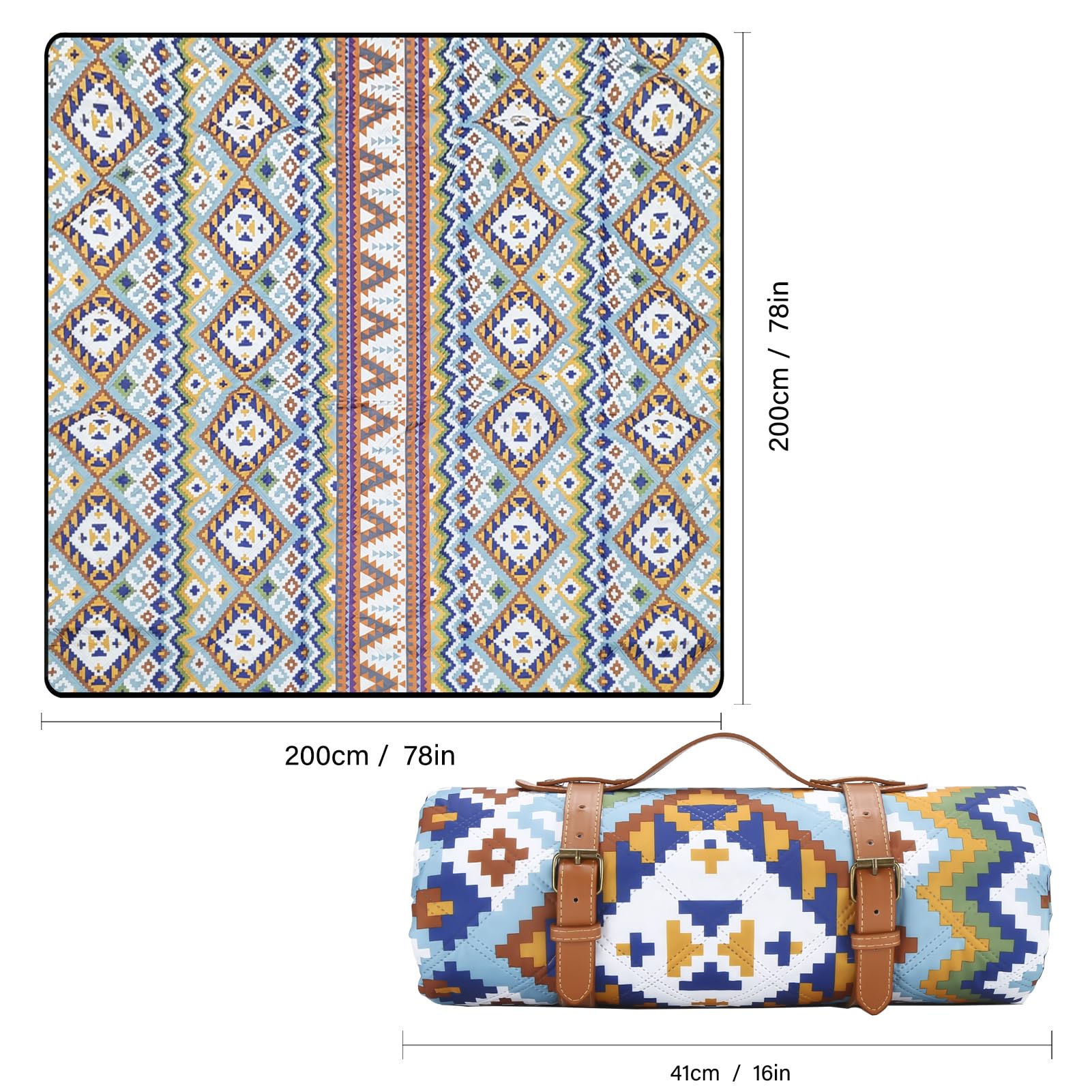 XXL Picknickdecke 203x203 Cm - Wasserdicht & Strapazierfähig Für Bis Zu 8 Personen