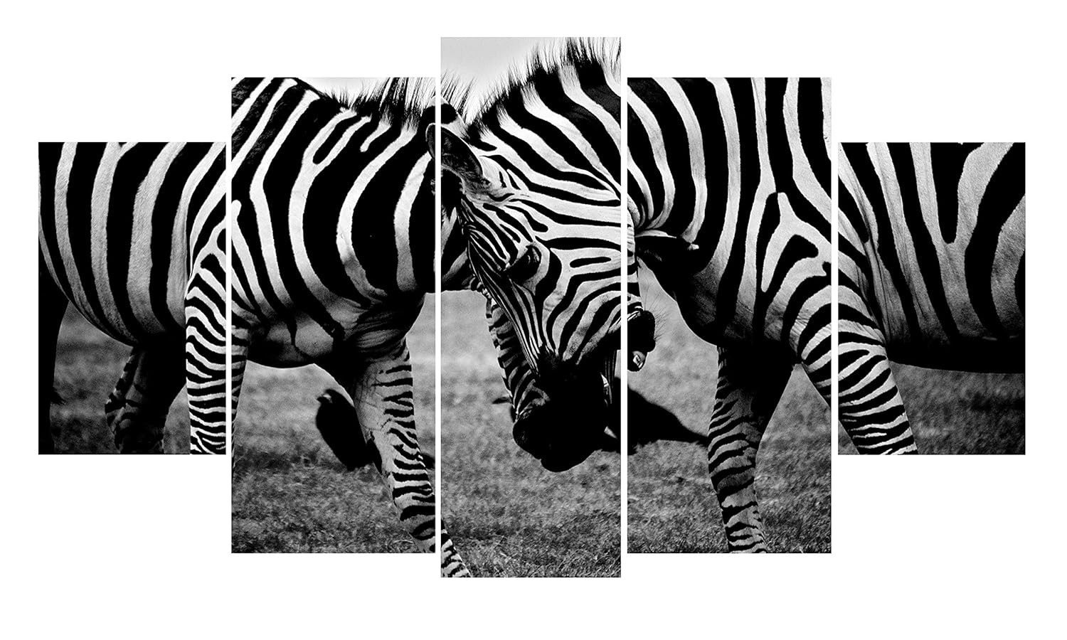 KARTIK™ Digital Print 5 Panel Zebra Wall Decor Wall Art Wooden Painting