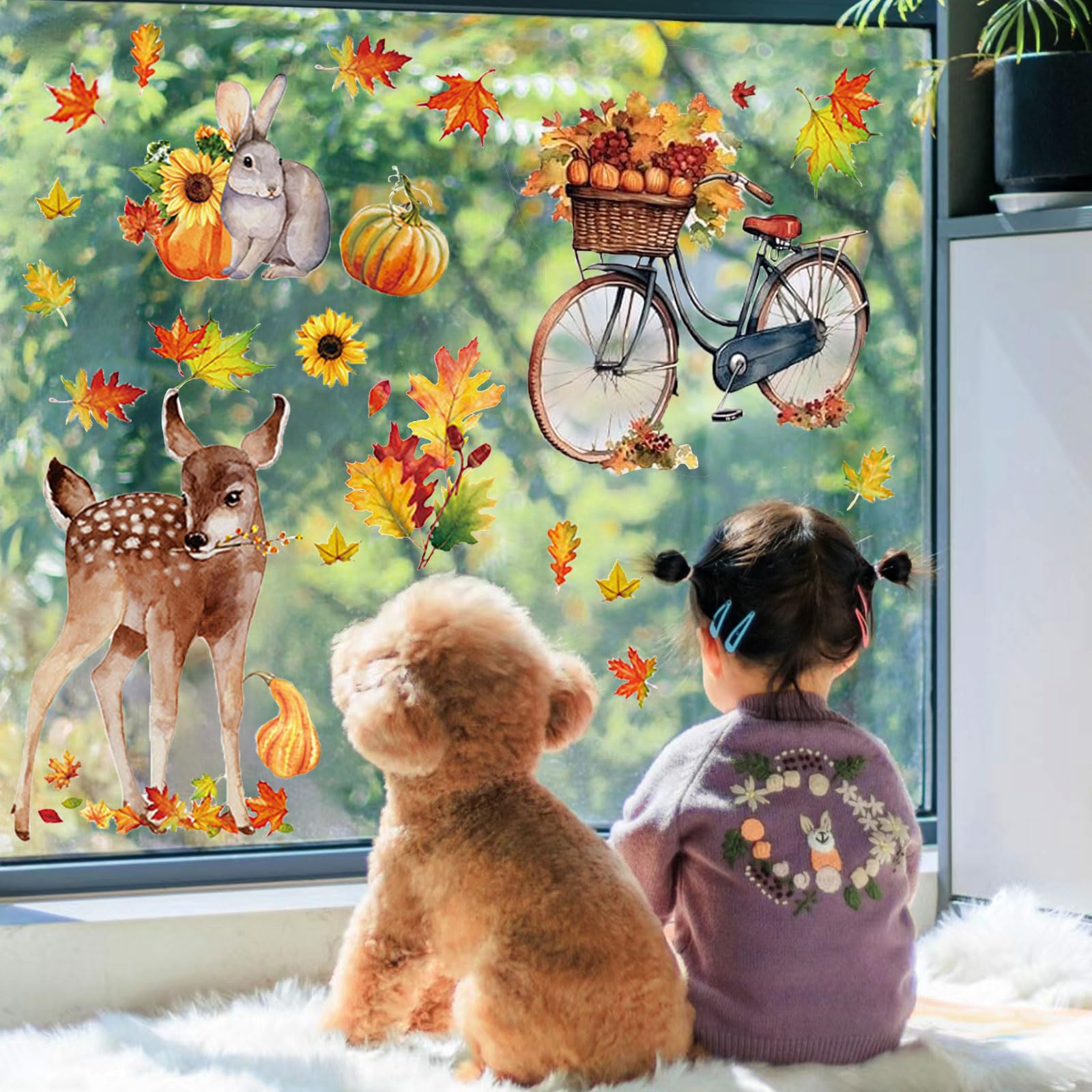 20 Thanksgiving Fensteraufkleber - Riesen Wichtel & Herbstmotive Für Festliche Fensterdekoration