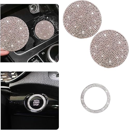 Paquete de 2 posavasos para automóvil, antideslizante con tapa para botón de inicio y parada, accesorios universales para interiores de vehículos de
