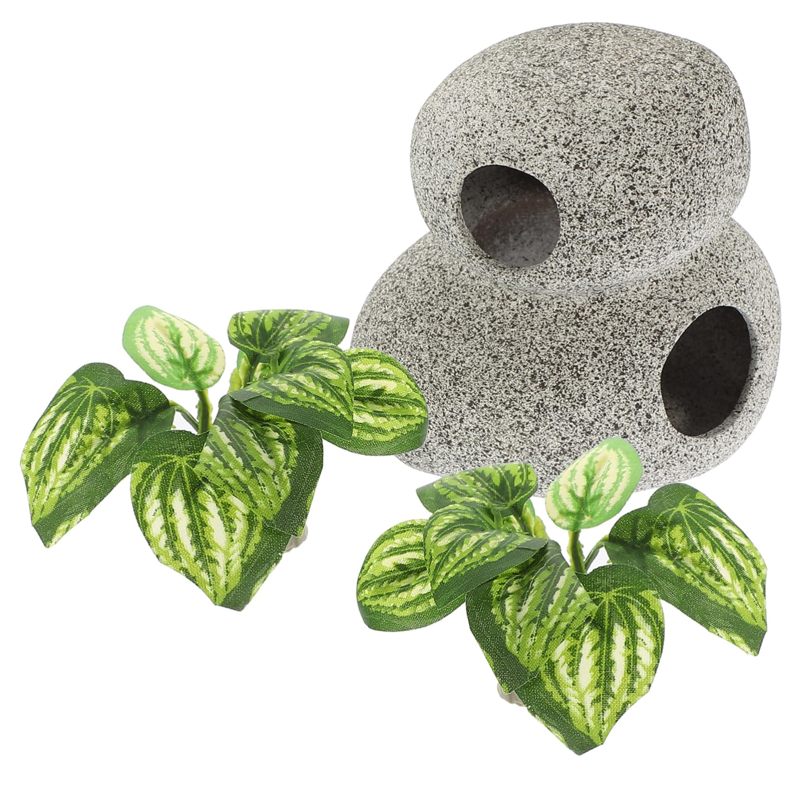 PRETYZOOM 2juegos Decoración De Acuario Cueva y Plantas Falsas Set De Ornamentos para Peceras y Terrarios Accesorios Acuáticos para Escondites De Peces y Camarones