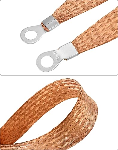 Miniatura 5 de QWORK Correa de tierra de cobre trenzada universal de 11.4 pulgadas, para motor resistente, 10 unidades