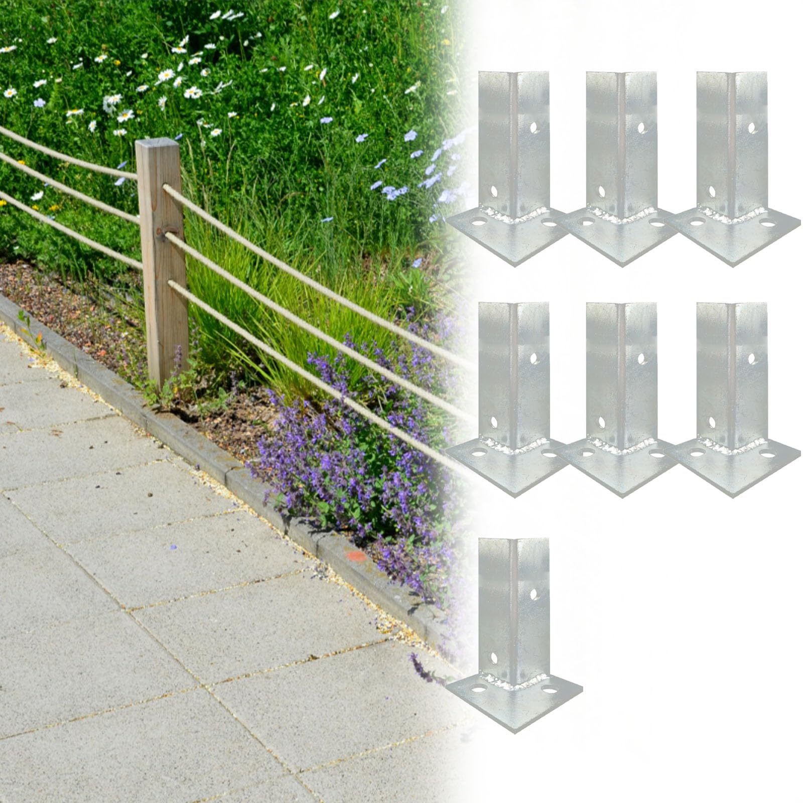 Pgpgp One Color Galvanized Concrete Post Anchor 2X2 Inch Adjustable Base For Decks, Fences, And Pergolas(7Pcs 40X40x100mm)