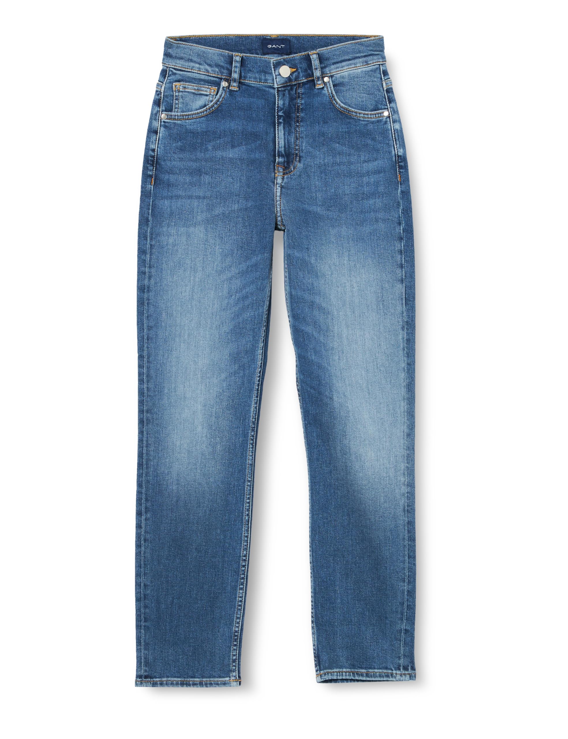 GANT Women's Cropped Slim Jeans, MID Blue Worn in, Standard, Mid Blue Worn in, 29 W