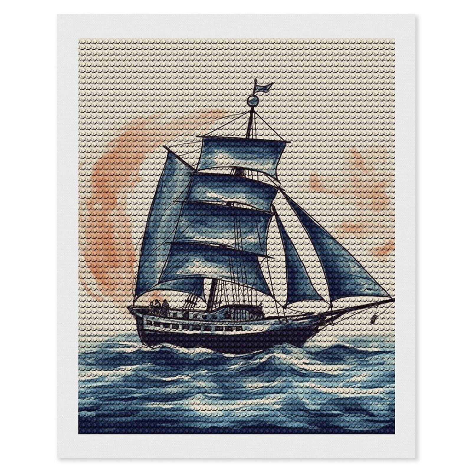 NONHAI Diamond Painting Kits for Adults - DIY Diamond Art Kits for Beginners - Full 5D Paint Drill Diamond Dots Paintings- Nautical Sailboat Diamonds Pictures Gem Art and Craft Wall Decor 16"x20"