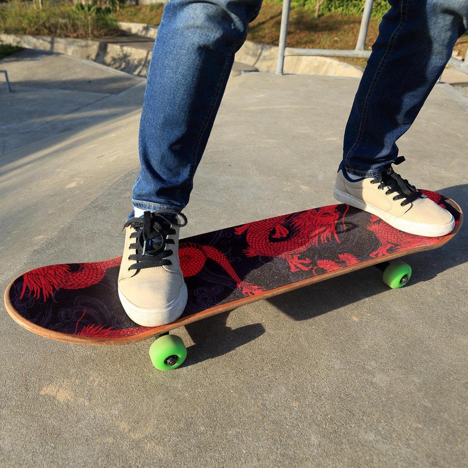 Dragon Chinese Red Skateboard-Griptape, Schleifpapier, Longboard, Aufkleber, Scooter, Deck, Sandpapier, 2 Stück