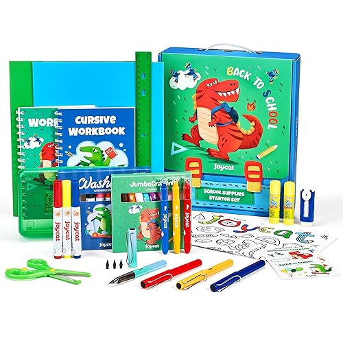 Kit de regalo de 46 piezas lavables para el regreso a clases, juego de regalo esencial de dinosaurio para el primer día para jardín de infantes y