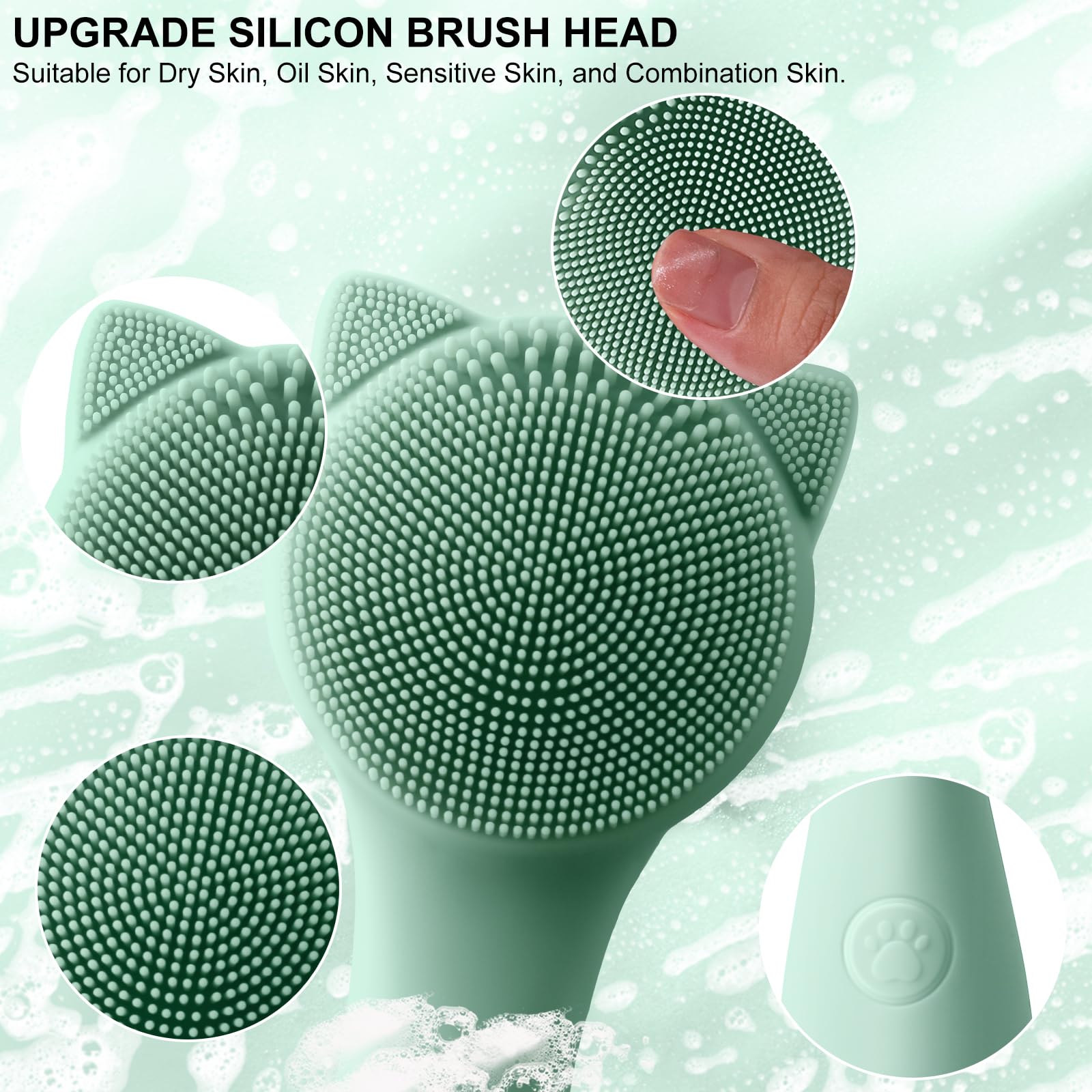 Cepillo de limpieza facial, exfoliante facial de silicona para hombres y mujeres, cepillo facial eléctrico impermeable, con 3 velocidades ajustables para limpieza profunda, eliminación de puntos